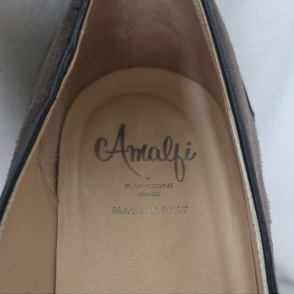 Amalfi Made In Italy Womens Suede Ballet Flat Slip-On Bow Black Gray Blue 9M - Picture 4 of 14